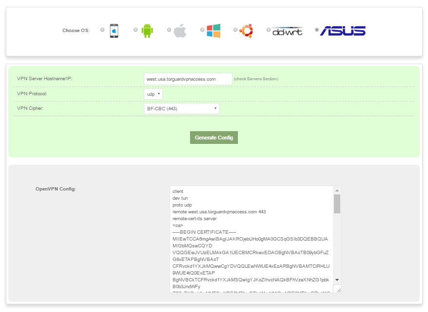 TorGuard Config Generator